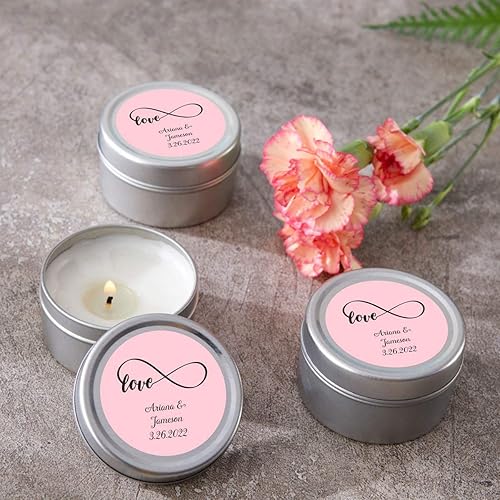 Miniatura 6 de Kate Aspen Lata de vela de viaje personalizada, 72 unidades, decoración para bodas, despedidas de soltera con diseños personalizados y líneas de