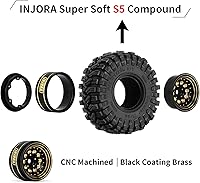 Vista 4 de Juego de neumáticos de rueda Beadlock de 1.0 de latón con revestimiento negro INJORA para Axial SCX24 AX24 TRX4M FCX24, actualización 124 118