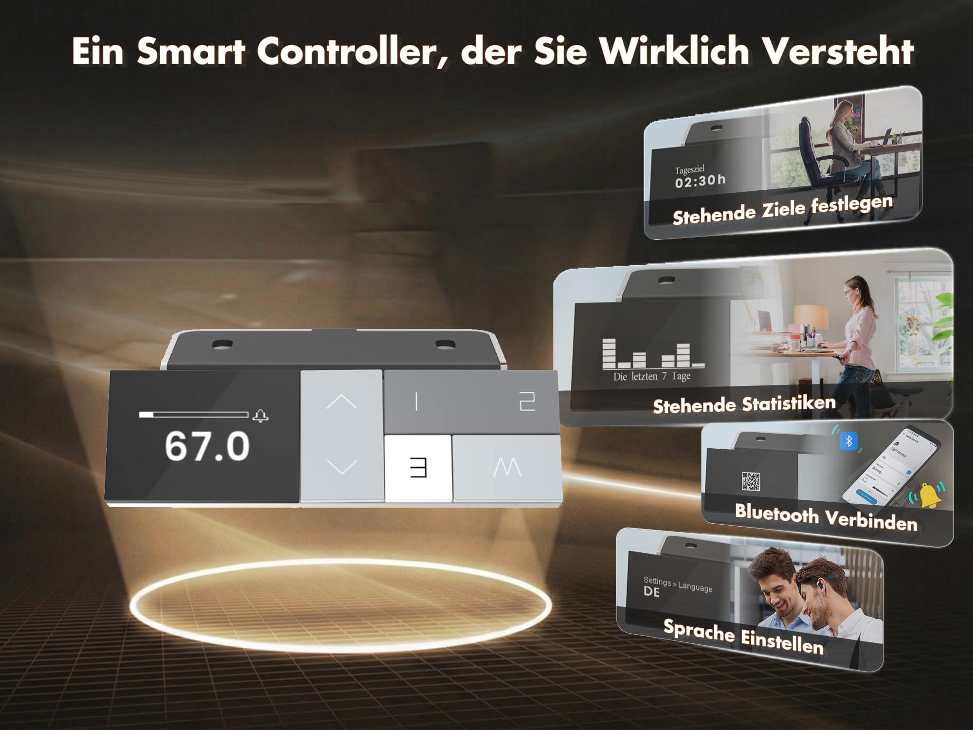 TRIUMPHKEY 180×80cm Höhenverstellbarer Schreibtisch mit 40mm/s Dualmotor und 25mm Durchgehende Tischplatte, Ergonomischer Bürotisch mit Smart Reminder für Tagessteh-Ziele, inkl.USB-C, 125kg Tragkraft