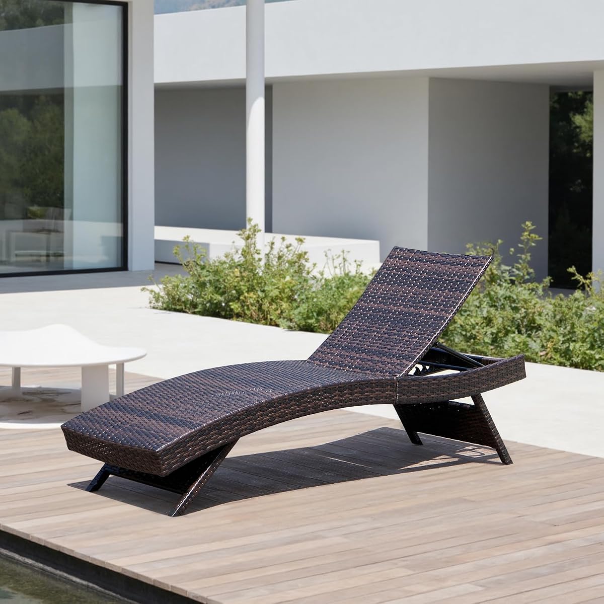 Tumbona plegable para patio (juego de 1 silla), sillas plegables y reclinables para patio, sillón de mimbre para exteriores, tumbona de ratán, sillas para tomar el sol en el césped, sillones reclinables con respaldo para piscina y playa