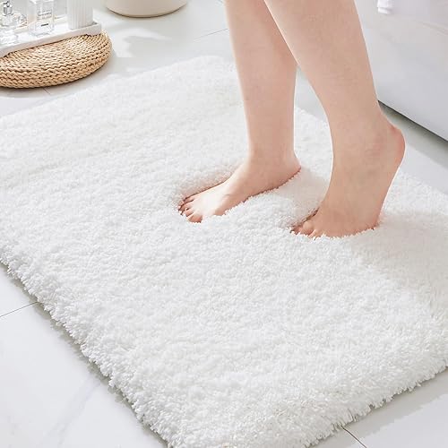 Miniatura 14 de ILANGO Alfombra de baño rosa de 48 x 24 pulgadas, antideslizante y súper absorbente, extra gruesa, suave, lavable para el suelo, alfombra de baño