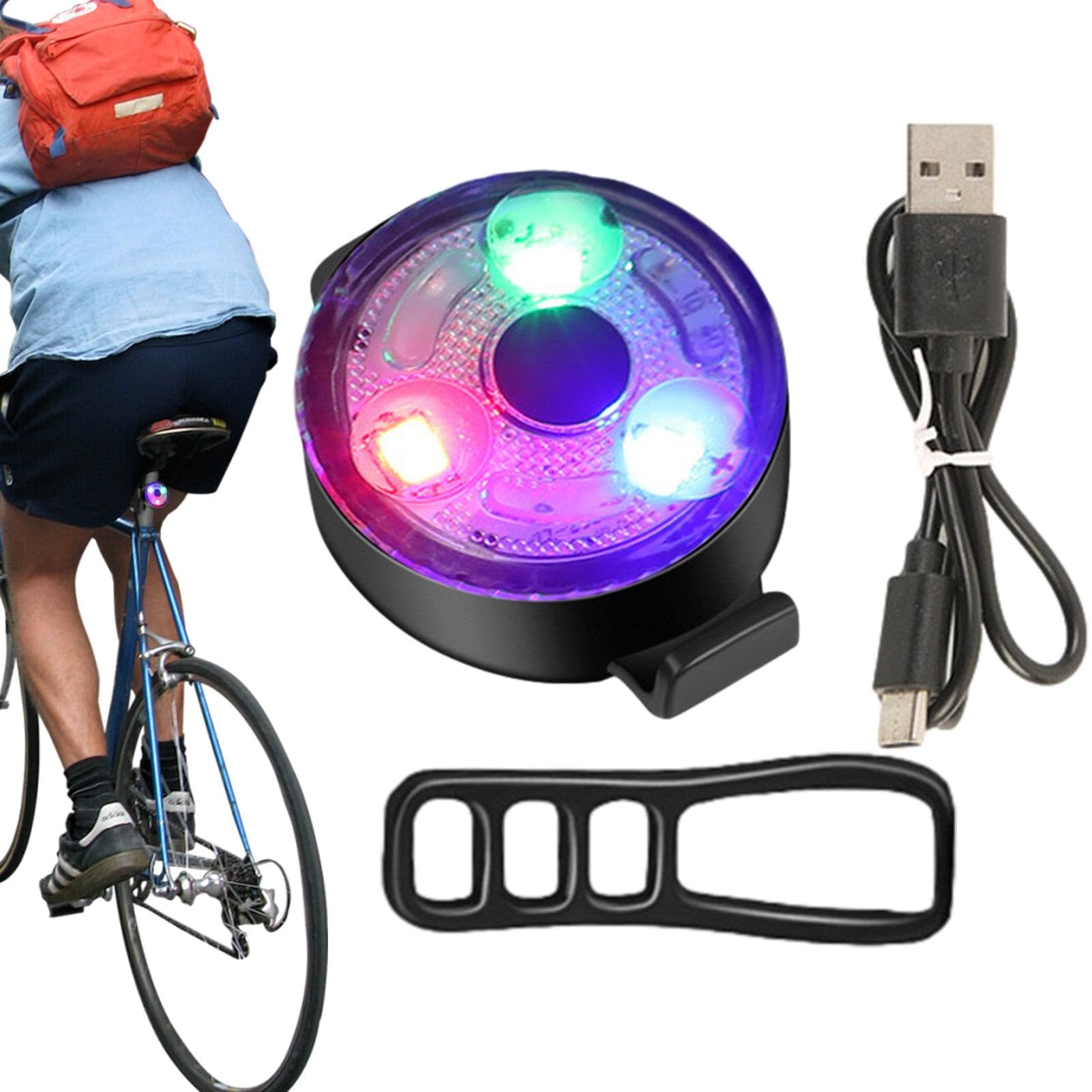 Fanale Bici Posteriore USB Ricaricabile - 4 Luci LED, IPX4 Impermeabile | Fascia In Gel, Montaggio Senza Attrezzi
