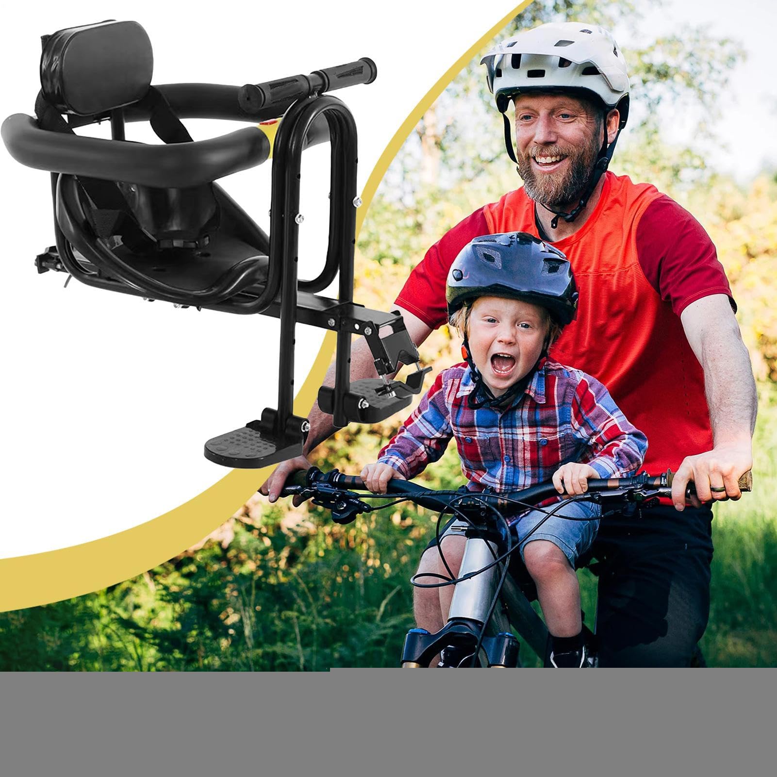 Seggiolino Per Biciclette Per - Montaggio Anteriore | Sedili Per | Biciclette Per Manubrio | Di Bici Da Bambino Con Pedali Del Piede, Sicurezza Del Guardrail Per, Ciclismo