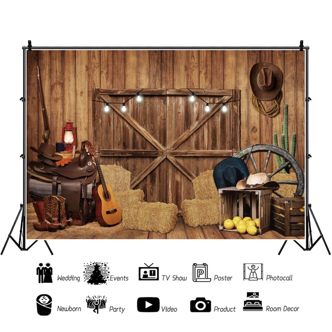 4,5x2,5m Vaquero del Oeste Telón de Fondo Rústico Granero del Oeste Telón de Fondo Granero de Madera Fiesta del Oeste Fondo Fotografico Decoración para Fiestas de cumpleaños