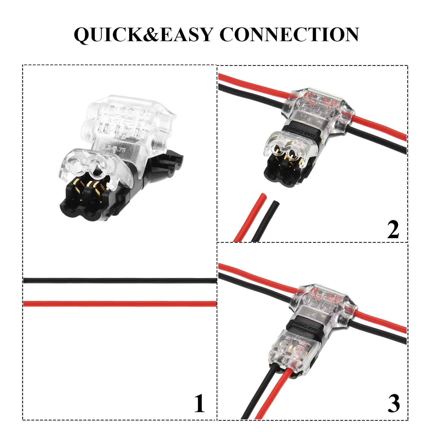 15pcs Wire Connectors 2 Pin T Tap Connectors For 20-24