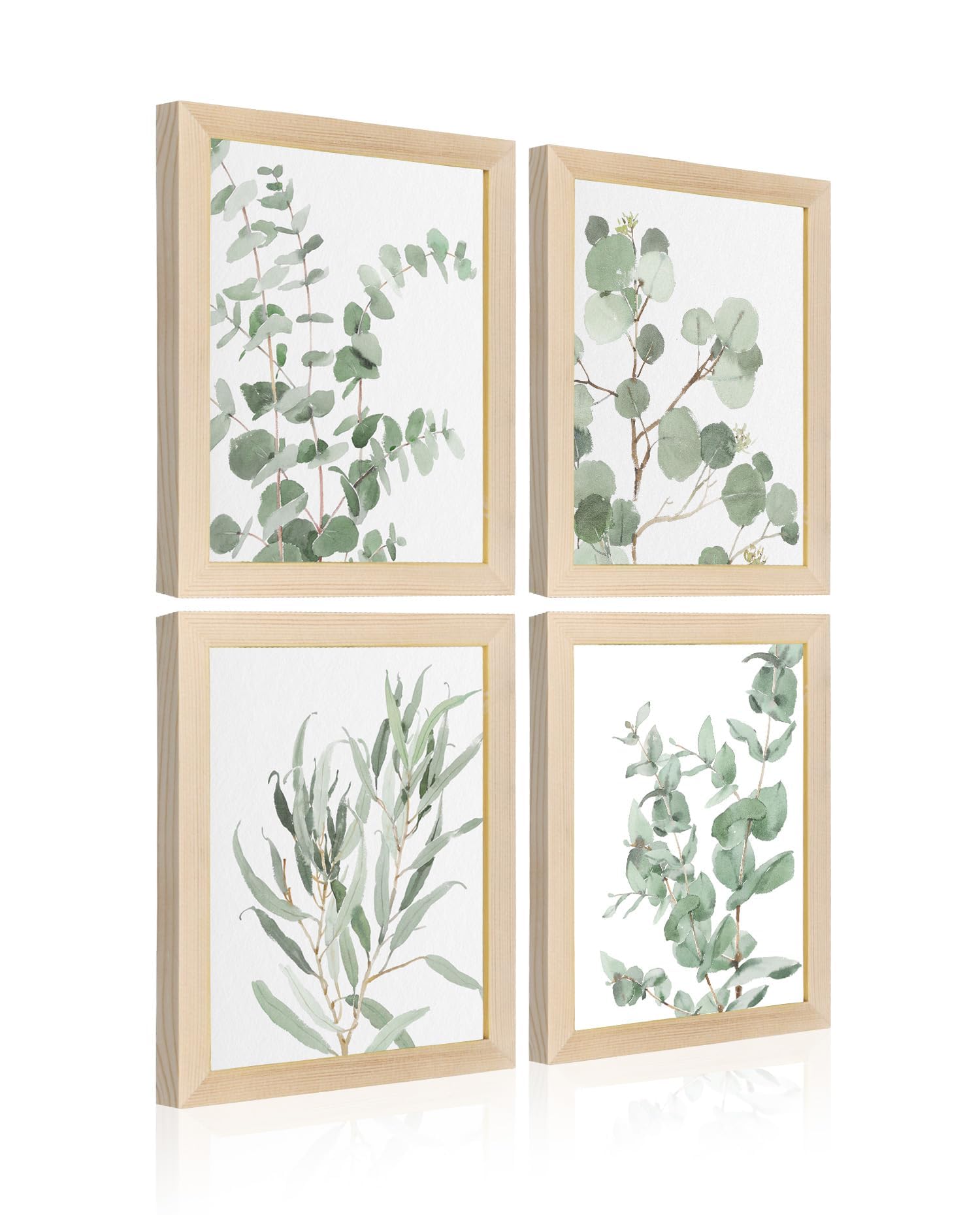 Plant Wall Art Prints - Set of 4 Plant Decor Prints, Leaves Wall Art, Boho Leaf Eucalyptus Wall Décor, Minimalistic Room Decor, Botanical Prints, Plant Poster for Bedroom, Kitchen, Bathroom 8x10