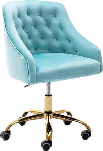 ZOBIDO Cómoda silla de trabajo para la oficina en casa con ruedas, bonita y moderna tapizada de terciopelo con respaldo de concha, silla de