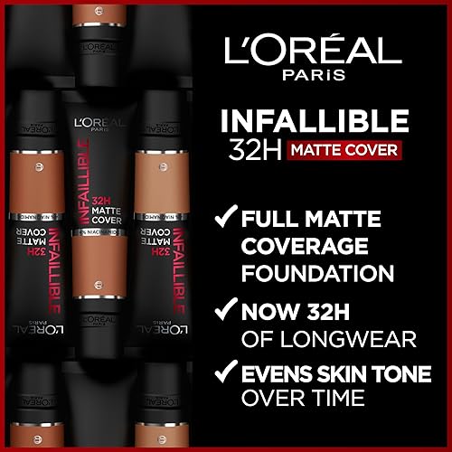 Miniatura 2 de L'Oreal Paris Cover - Base líquida con 4% de niacinamida, de larga duración, acabado natural, disponible en 20 tonos, SPF 25, cubierta mate