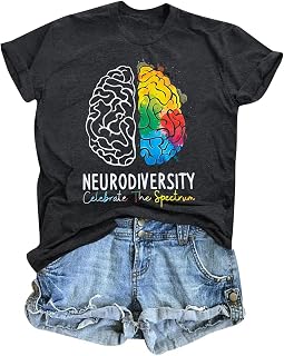Celebrate Minds of All Kinds Shirt Women Autism Awareness T Shirt Mental Health Inspirational Short Sleeve Tee Tops