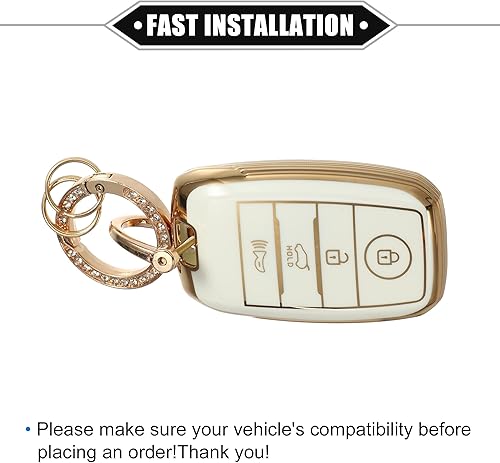 Miniatura 7 de Funda para llavero de 4 botones compatible con Kia Forte Koup Optima, TPU flexible blanco inteligente sin llave con llavero