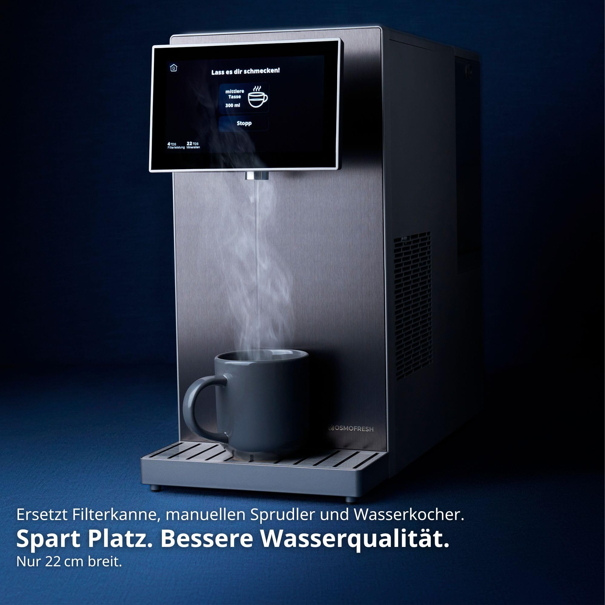OsmoFresh Fusion Pro Auftisch Osmoseanlage mit 7x Filterung, Mineralisierung, 3-fach UV-C, Festwasseranschluss