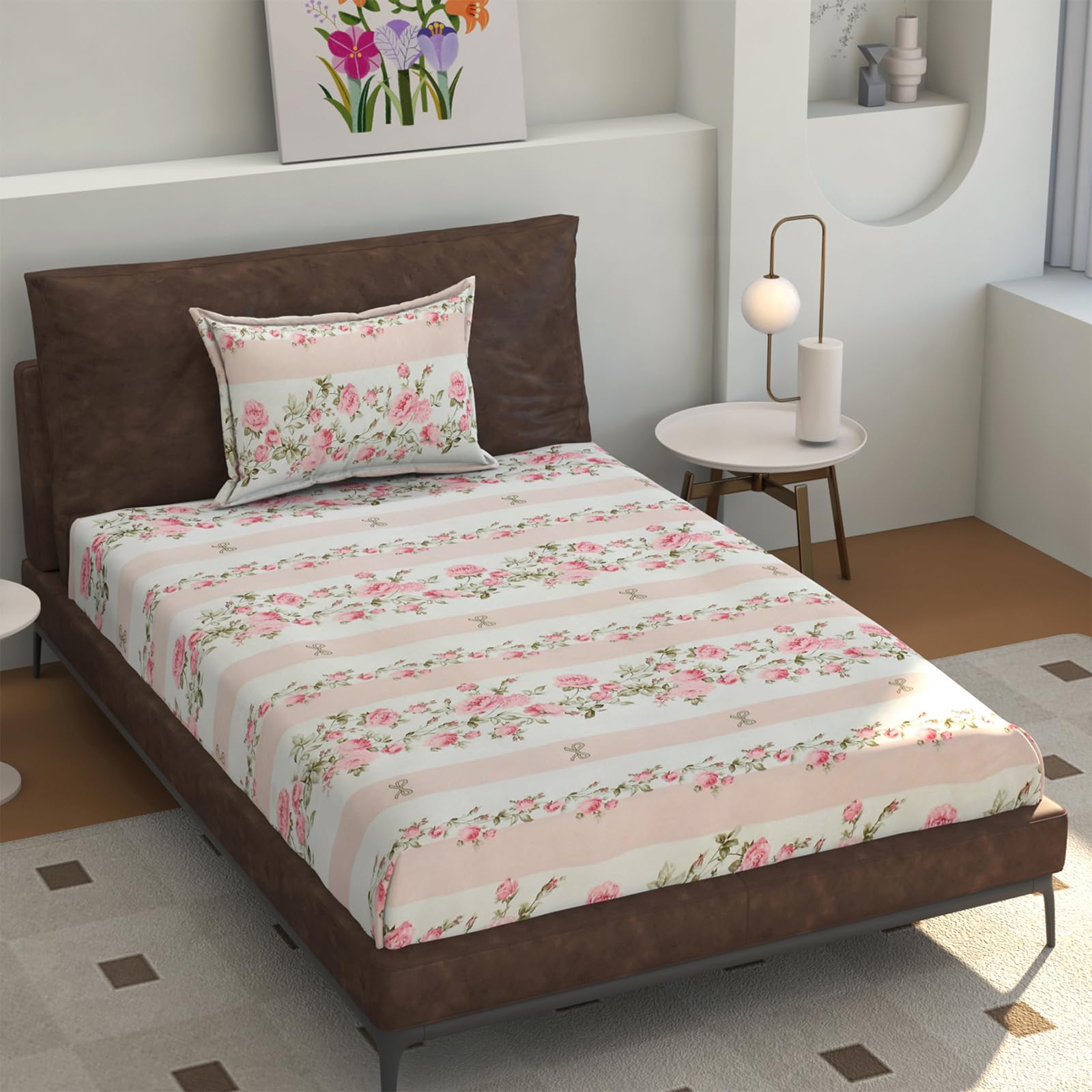 Florida Pink Floral Microfiber Bedsheet – Soft & Stylish -1