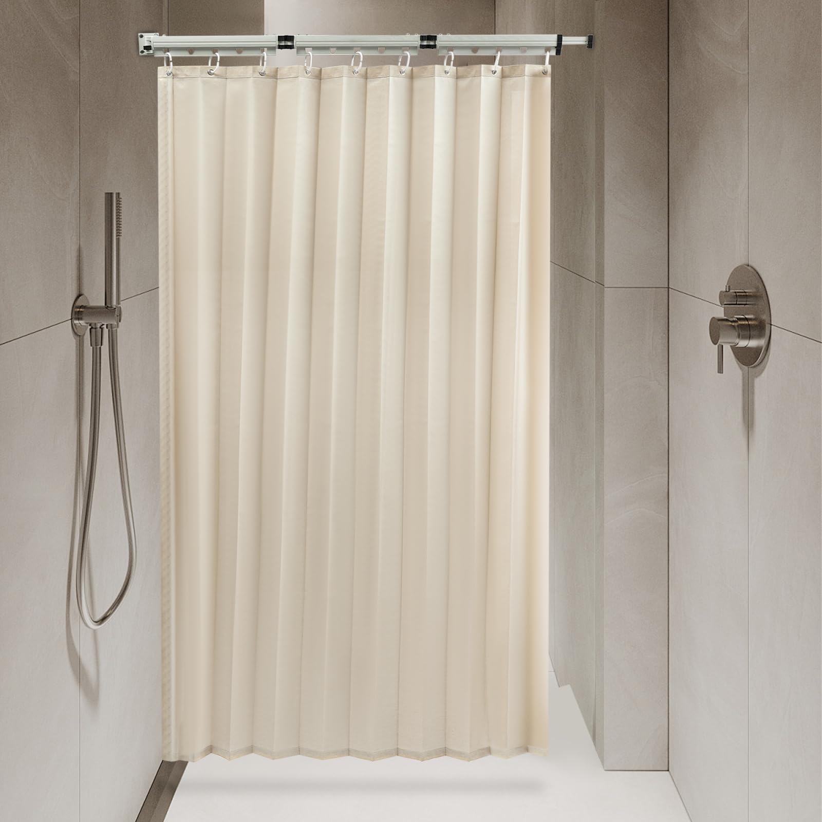 Rideau de douche pliable sans perçage en forme de L/U - Angle réglable - Pour douche d'angle - 120 cm - 3 plis
