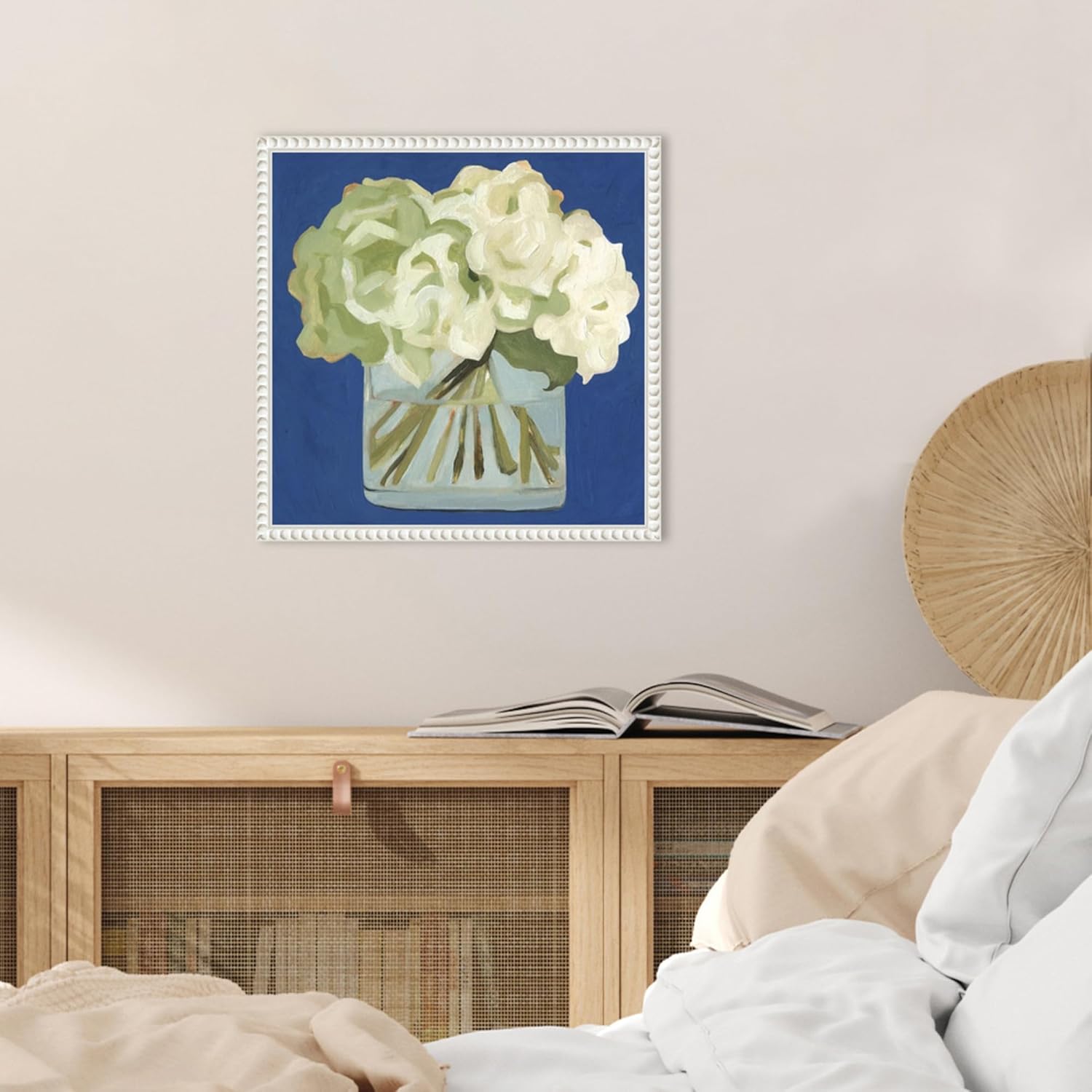 Amanti Art Framed Canvas Wall Art 16x16 White Hydrangeas II by Emma Scarvey, Framed Wall Art Canvas, Flowers Artwork, Traditional Decor, Small Poster Painting for Living Room, Bedroom, Bathroom,