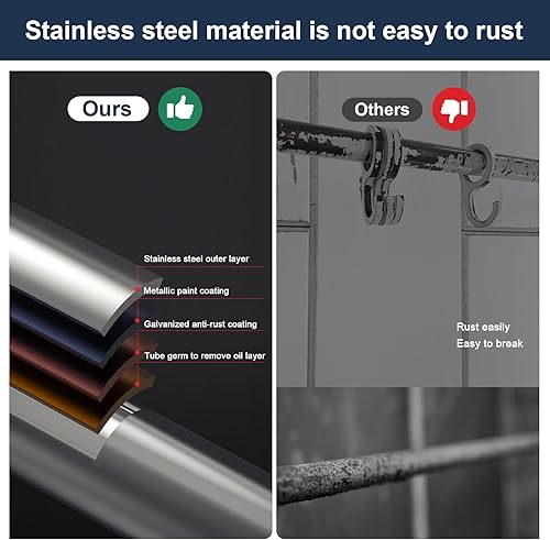 Miniatura 6 de FLY HAWK Barra de tensión blanca para cortina de ducha, barra de cortina de ducha sin perforación, extensible con resorte, barra de tensión