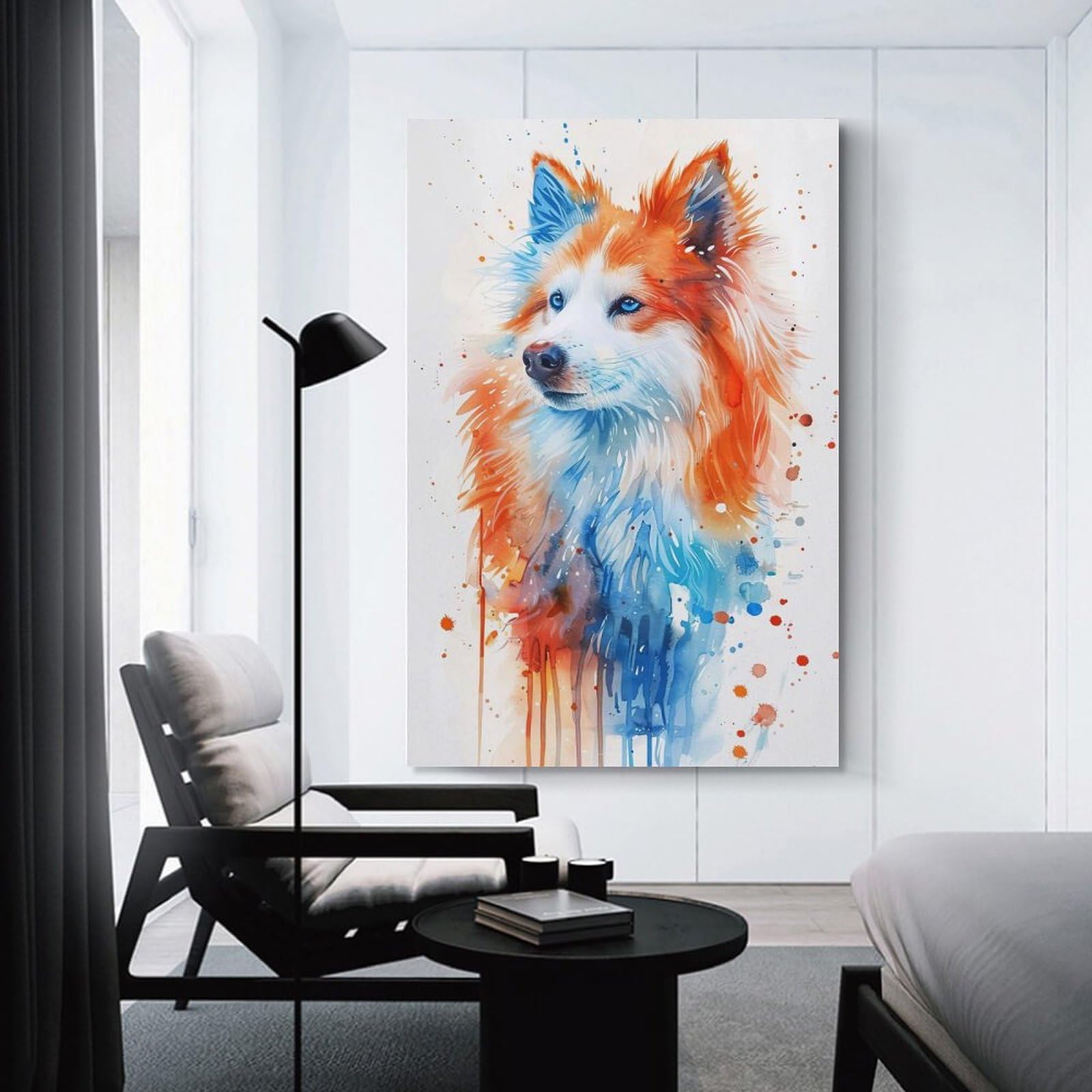 Junmoney American Eskimo Dog Canvas Art Print, 24x36inch(60x90cm), for Bedrooms, Workspaces And Everyday Interiors, A Flexible Wall Accent for Shared Spaces
