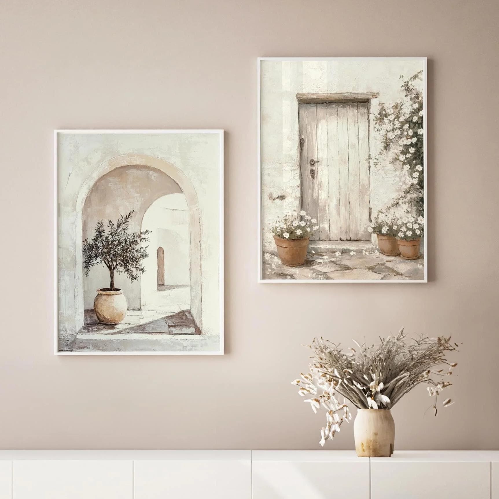 Ltjiajuypd Frameless Costal Wall Art Prints Light Cream Living Room Neutral Coastal Decor Soft Beige Bedroom(60X85cm-2Pcs)