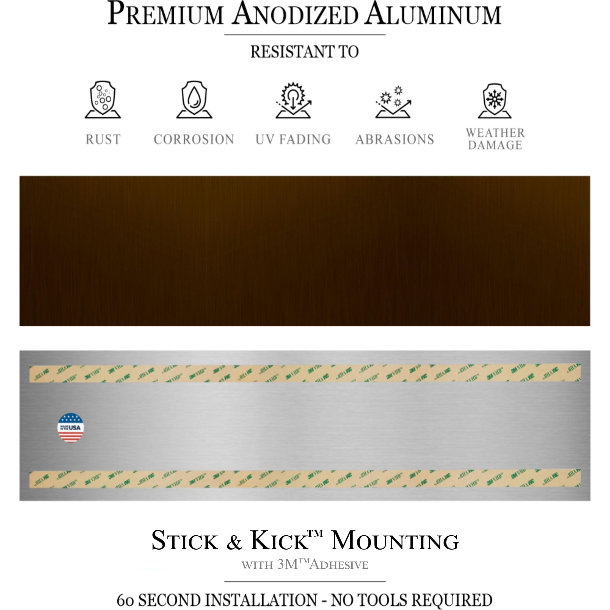 Placa para puerta – Aluminio anodizado – Montaje autoadhesivo industrial (8 x 30 pulgadas, bronce aceitado)