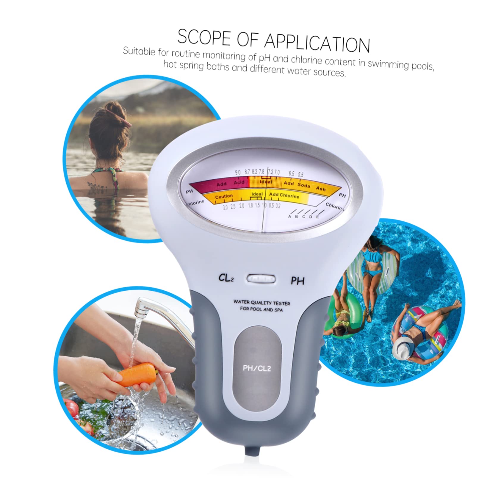 Lot De 4 Testeurs Deau De Piscine Ph-mètre Pour Spa Matériau Abs Partage En Famille