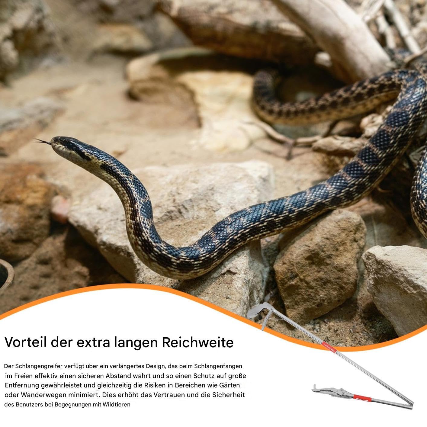 Schlangengreifer,Edelstahl Klappbare Aalzange - Reptilien Greifer Werkzeug - Für Hausbesitzer Wanderer Gärtner Ranchbesitzer Hinterhof Wildtierunterstand Camping Garten Park Picknick