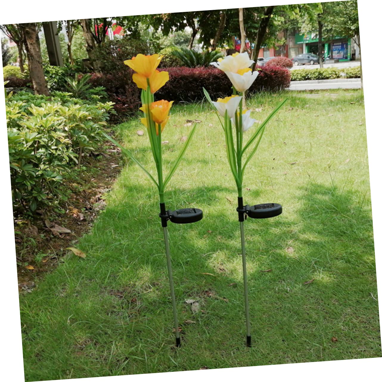 OFFSCH Lawn Outdoor Light 2 Pcs Solar Garden Lights Led Simulation Daffodil Flowers Ground Plug Decorative Practical