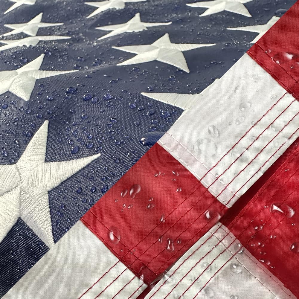 American Flag 4x6 Feet Heavy Duty American Flags for Outside with Embroidered Stars and Sewn Stripes Thicken Polyester Material US Flag with Brass Grommets for USA High Wind All Weather (4x6 Feet Heavy Duty)