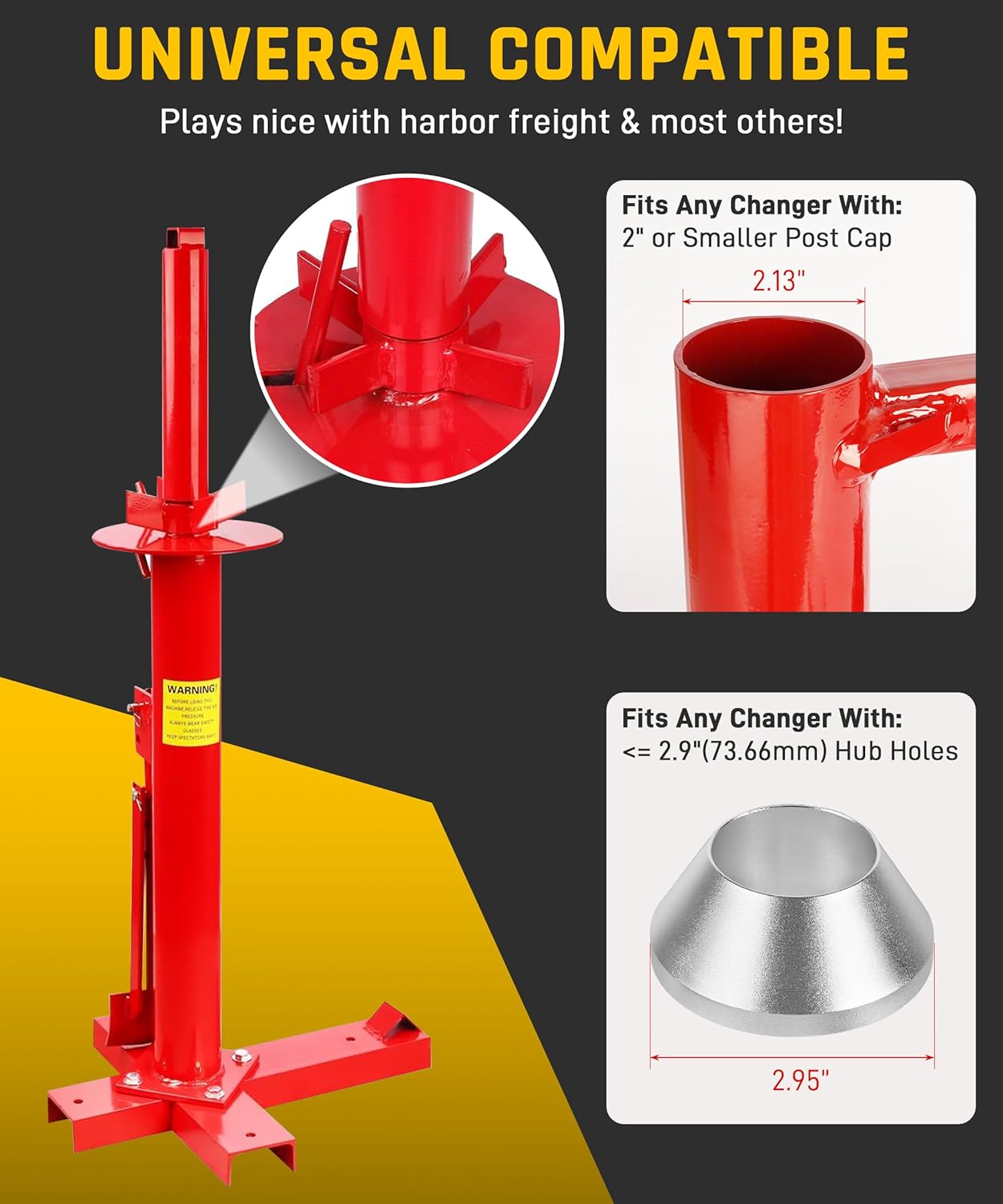 Wyckoff Manual Tire Changer Duck Head Adapter Kit for Tires 16”-22”, Car Tire Removal Kit with Aluminum Centering Cone