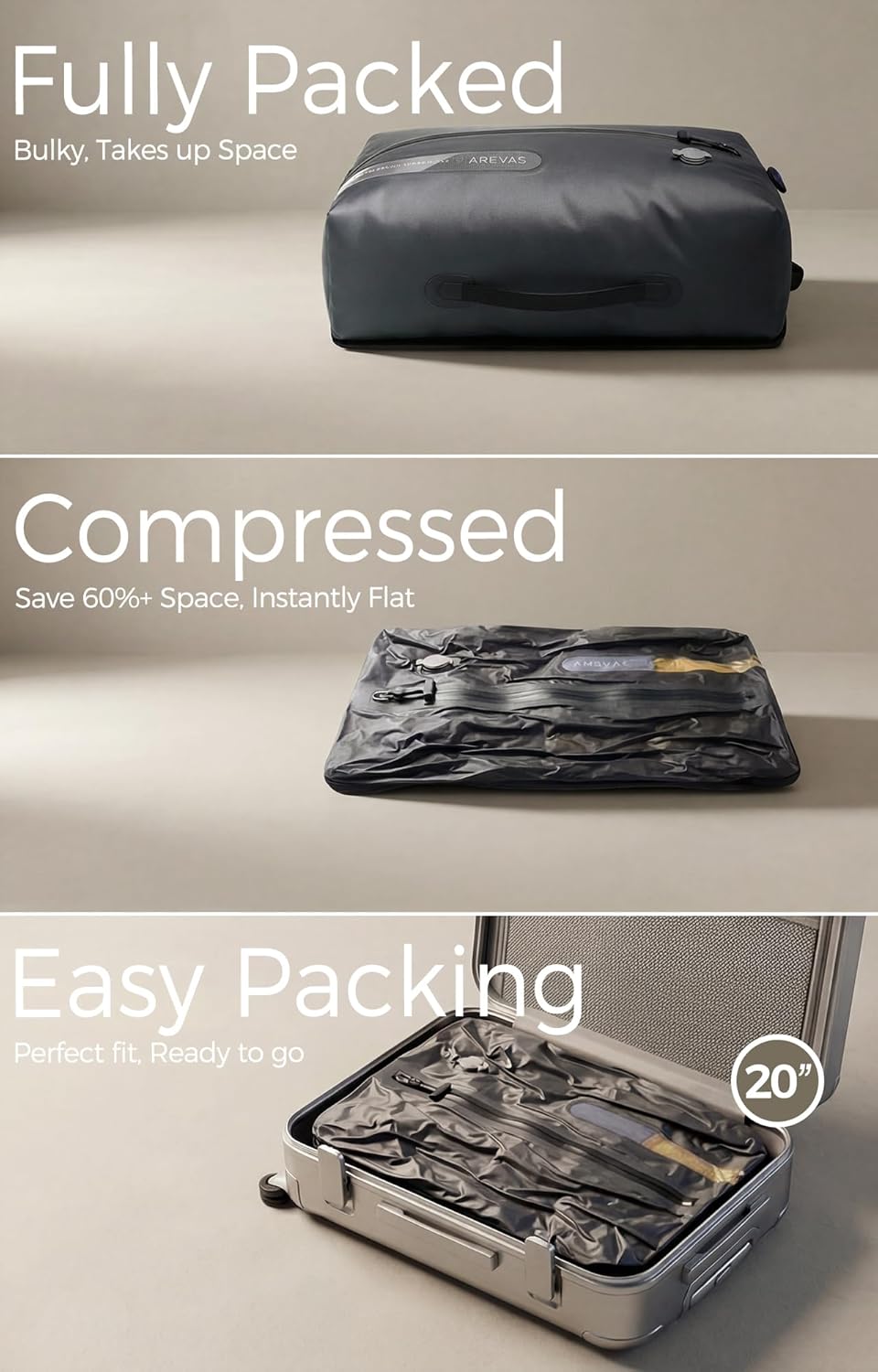 Vacuum Seal Bags for Travel w/Rechargeable Pump, 18L Compression Packing Cubes for Carry-On Suitcase & Travel Backpack, Reusable IP67 Waterproof Vacuum Storage Kit, Gift Set (2-Pack) - Image 6