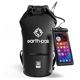 Earth Pak Waterproof Dry Bag with Zippered Pocket - Waterproof Dry Bag Backpack Keeps Gear Dry for Boating, Camping, Fishing, Beach Drybag, Kayak Accessories - Dry Bags Waterproof with Phone Case 30L