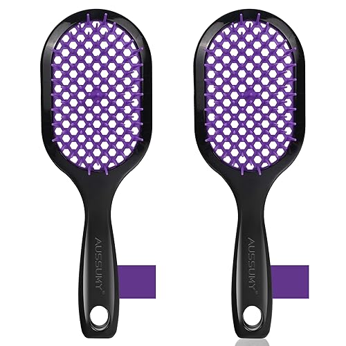 Miniatura 15 de Cepillo desenredante ventilado para el cabello, paquete de 2 cepillos desenredantes para eliminar enredos sin esfuerzo, cerdas ultrasuaves, para