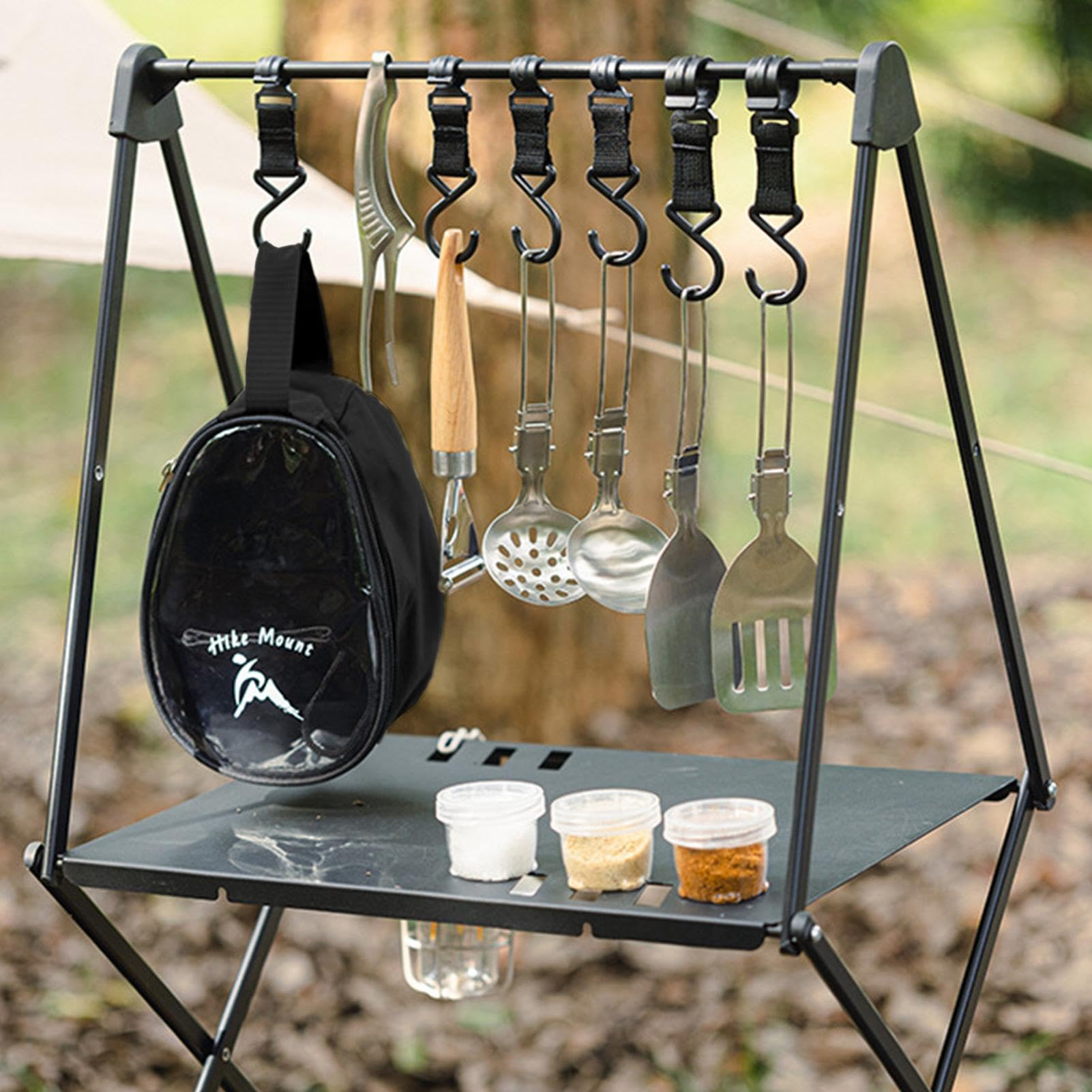 Set da cucina da campeggio, set di utensili da campeggio | Kit da campeggio per barbecue, ciotole e forchette da 11 pezzi | da campeggio potabili Borsa organizer pieghevole Kit di