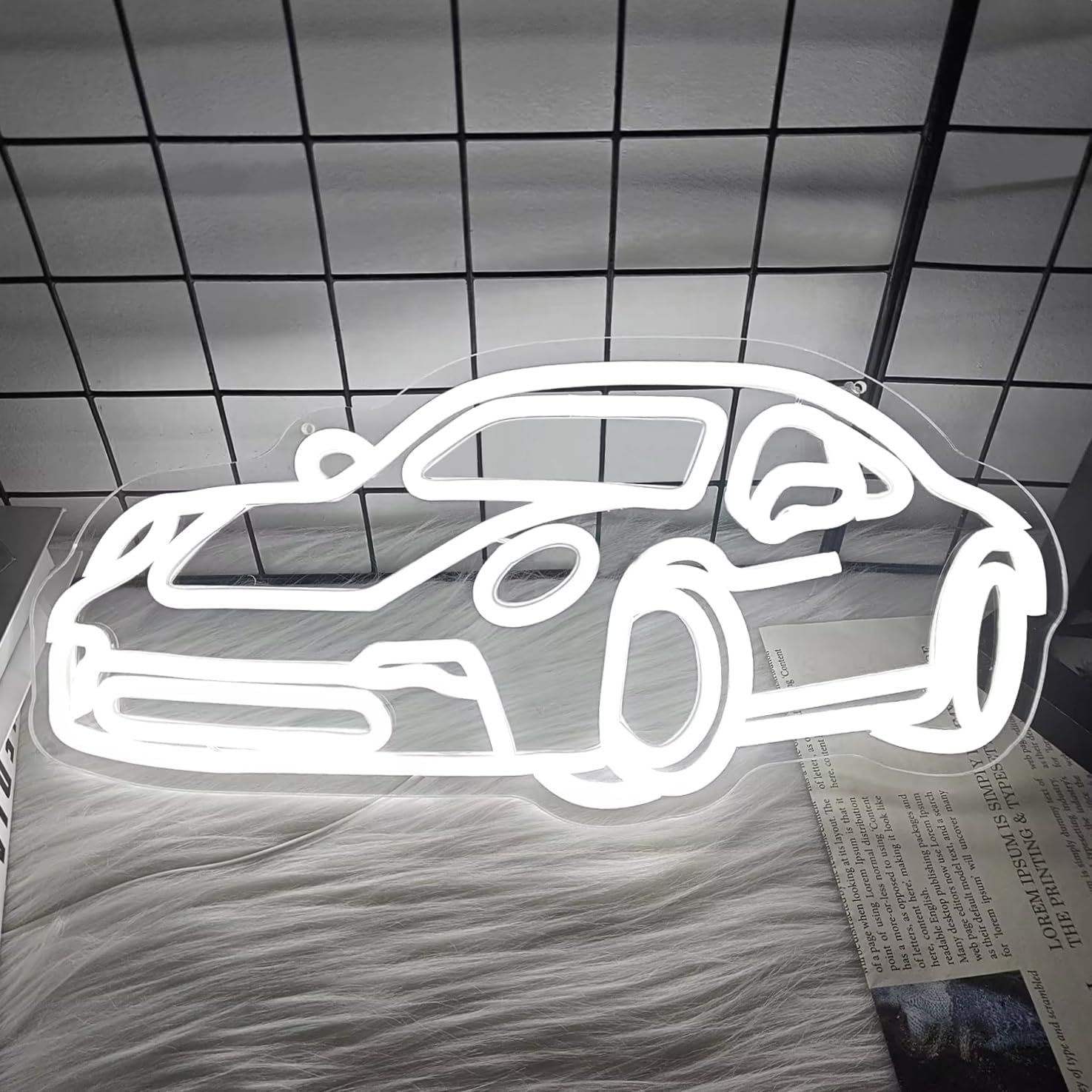 Sports Car Neon Sign for Wall Decor Dimmable Neon Lights Sign Led Neon Car Signs Neon Sign for Man Cave Garage Neon Wall Sign for Bedroom Repair Shop Boys Bar Husband Gifts Window - Image 2