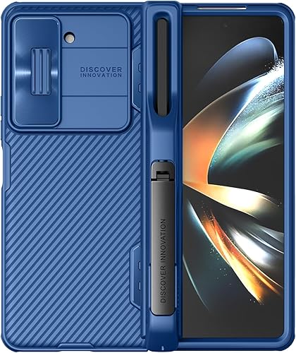 Miniatura 9 de Funda para Samsung Galaxy Z Fold 5 con soporte para bolígrafo S y cubierta de cámara deslizante protección creativa de bisagra soporte oculto Funda