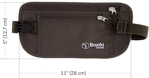 Miniatura 10 de Boxiki Travel Cinturón de dinero oculto para hombre y mujer, Marrón, Slim