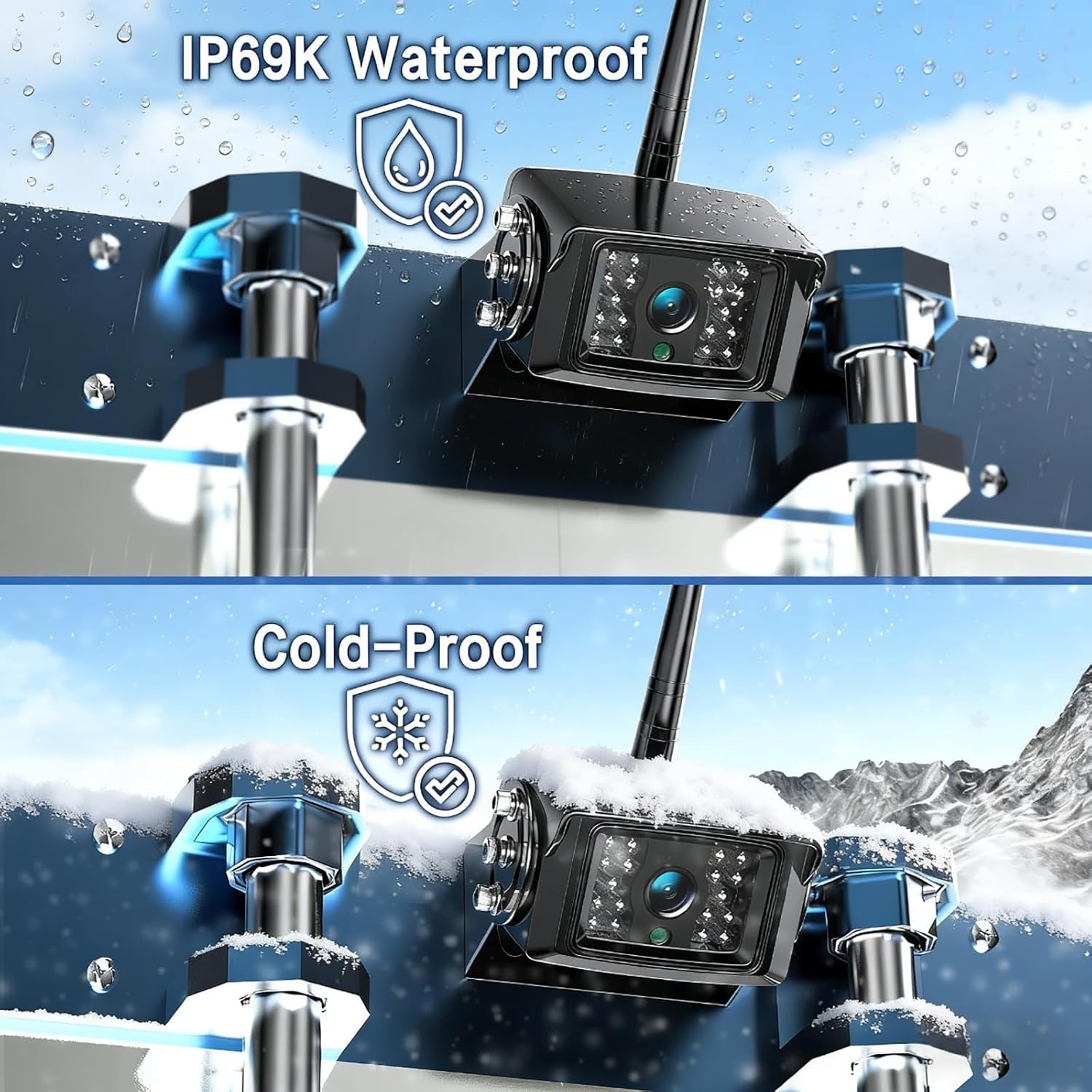 1080P Wireless Backup Camera System with 10 Inch DVR 3 Split Monitor, IP69 Waterproof Stable Signal Record Wireless 1 Rear and 2 Side View Cameras for RV Truck Trailer Camper (BW103SL-M)