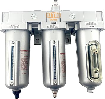 3/4" NPT HEAVY DUTY Industrial Grade 3 Stages Filter Coalescing Desiccant Dryer System For Compressed Air Lines, Metal Bowls, Great For Paint Spray And Plasma Cutter AUTO DRAIN