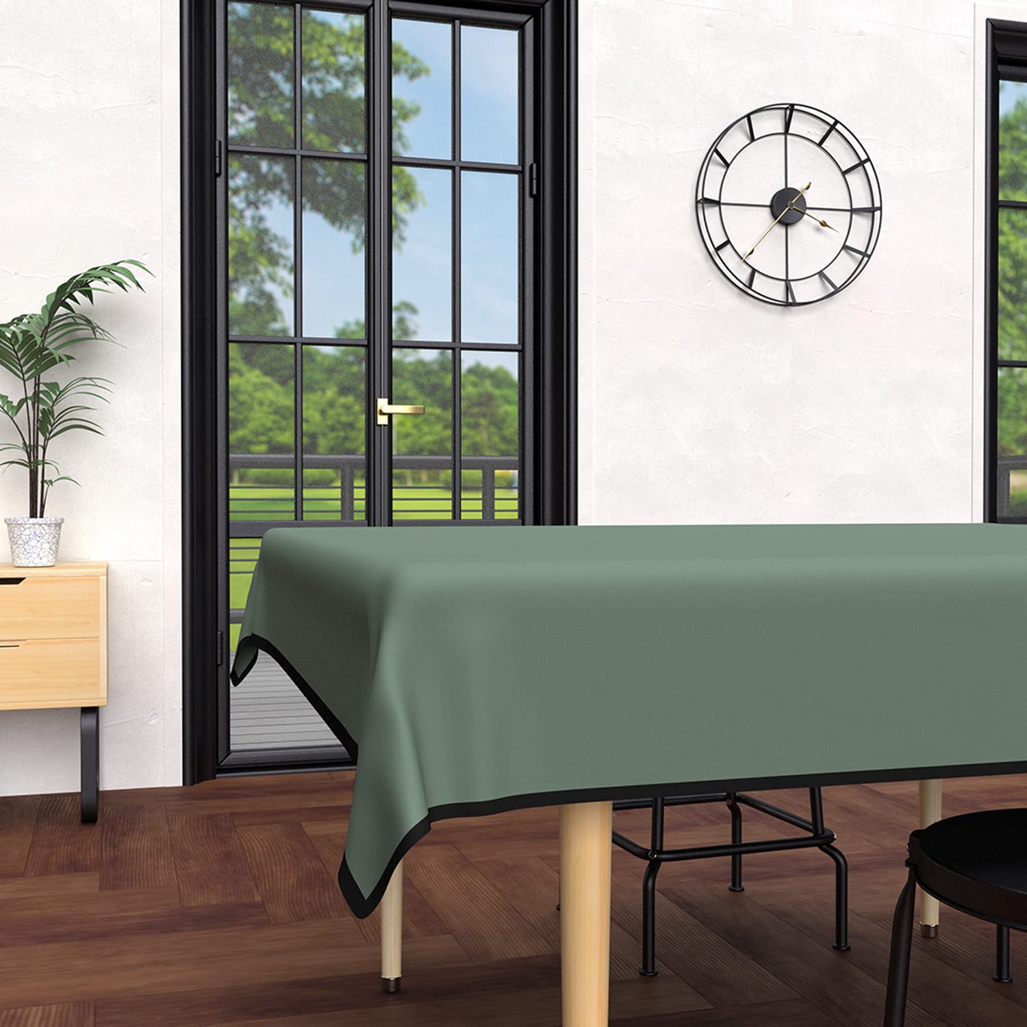 Soleil d'ocre, Rectangular Stain-Resistant Tablecloth Washed Microfibre 140 x 240 cm Khaki, 94.5 x 55.1 inch (Rectangular)