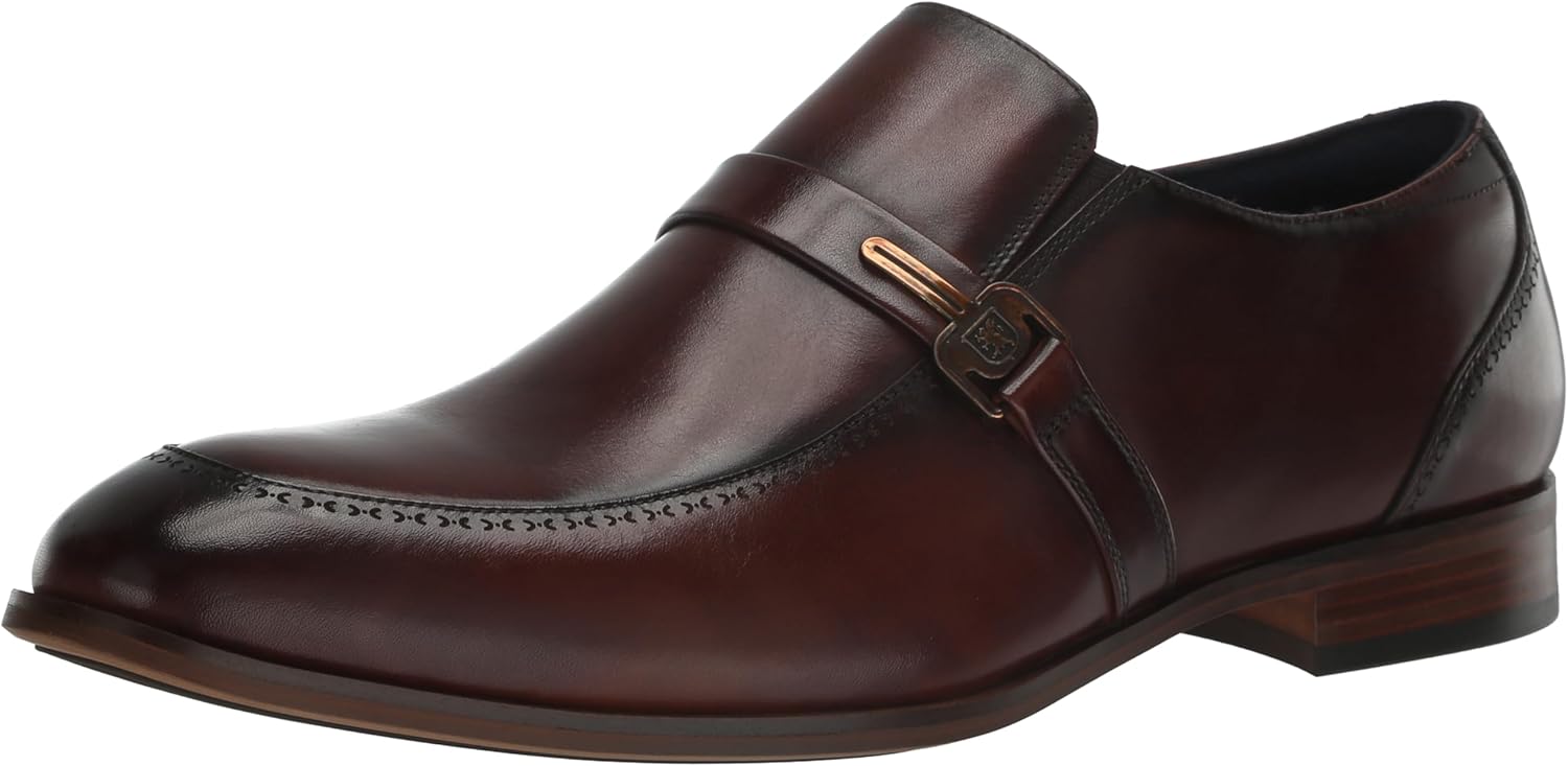 Stacy Adams Men's Buckley Moc Toe Slip On Loafer, Brown, 11