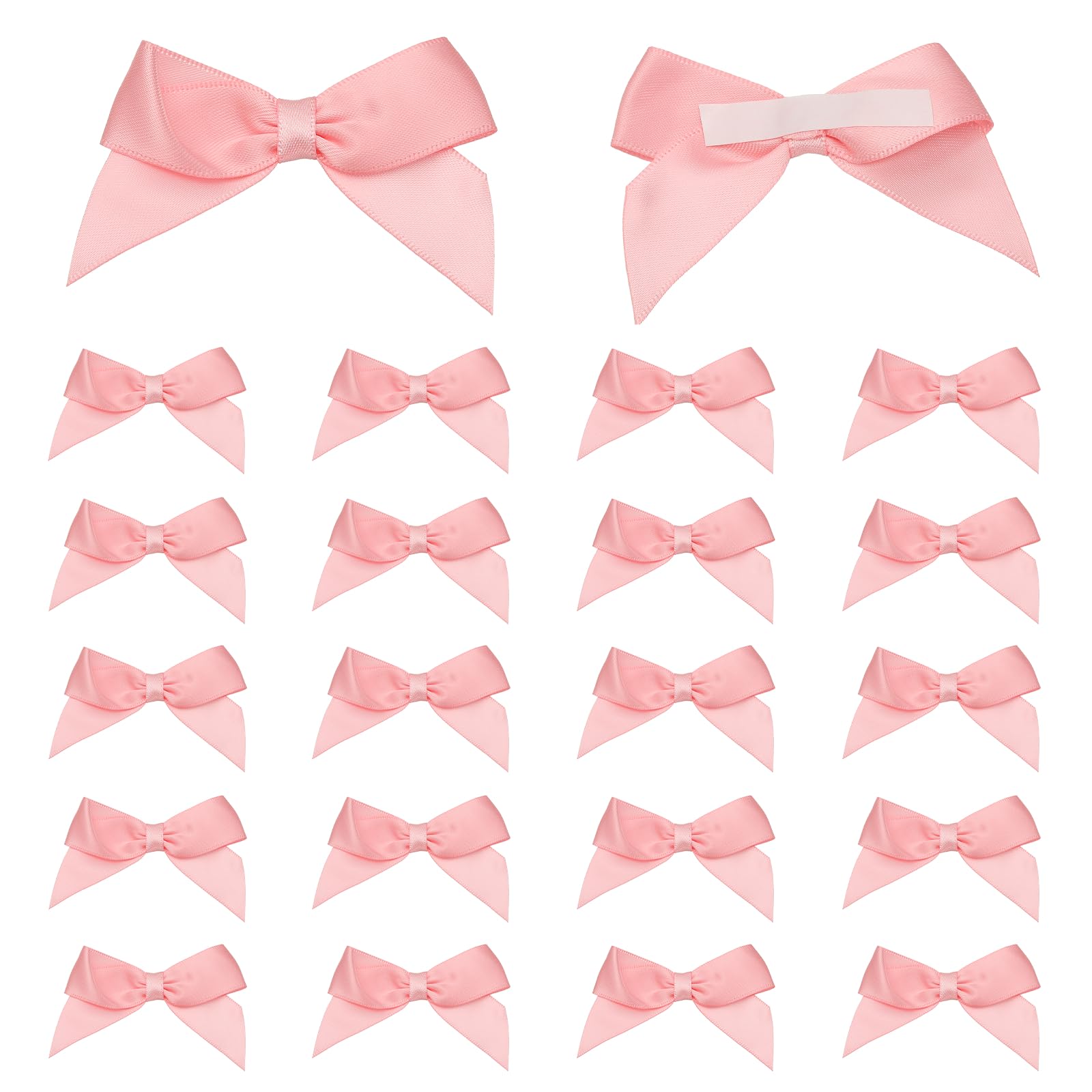 sourcing map 25 Pcs Satin Ribbon Bows, 2.5" Self Adhesive Satin Bows Premade Craft Bow with Double-Sided Tape for Gift Wrapping Making Crafts Birthday Party Wedding Decorations, Pink