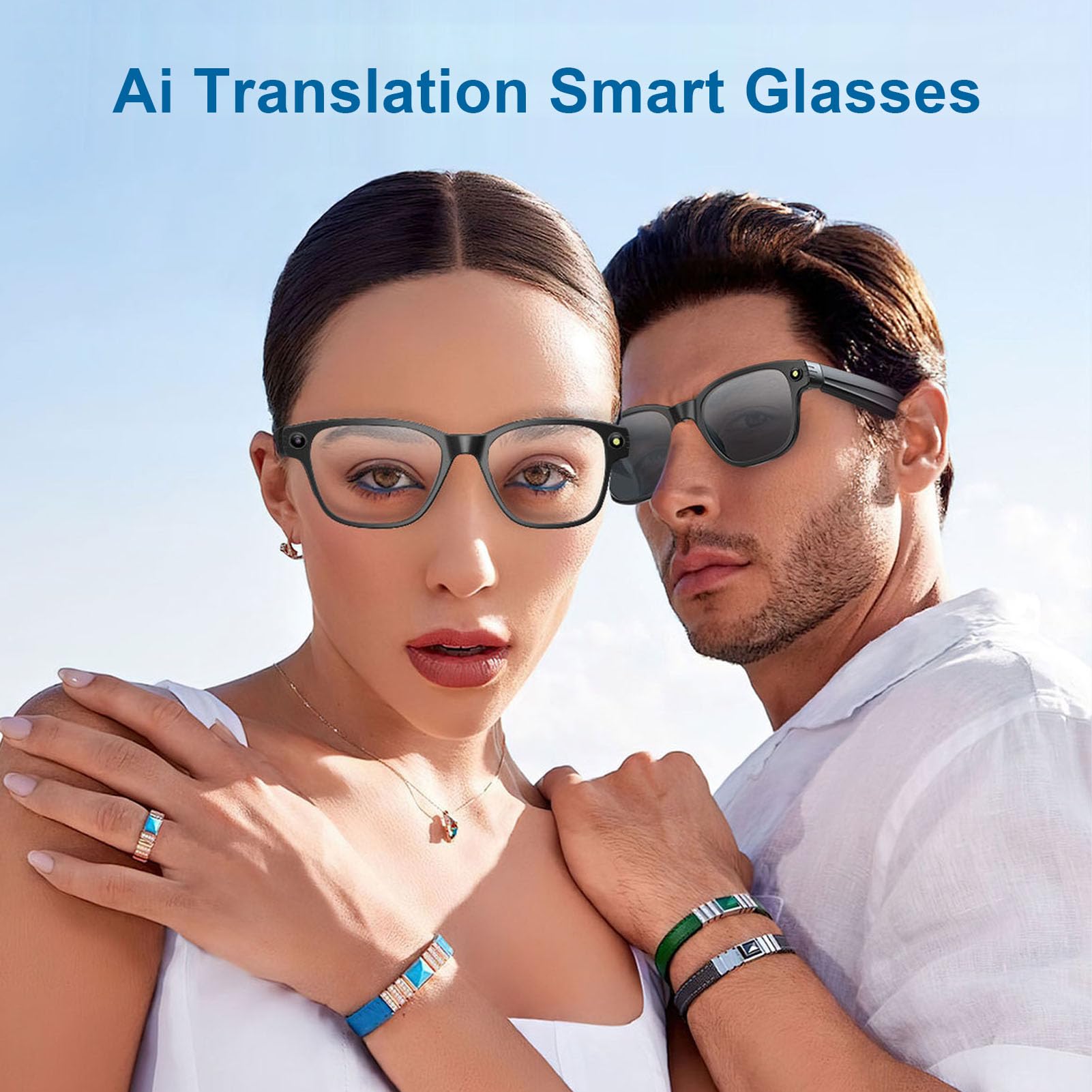 Cuifati Occhiali per Fotocamera Intelligenti Occhiali per Display AR per Traduttore AI Fotocamera HD da 32 MP Bluetooth 5.4 Streaming WiFi per Viaggi, Riunioni di Lavoro con