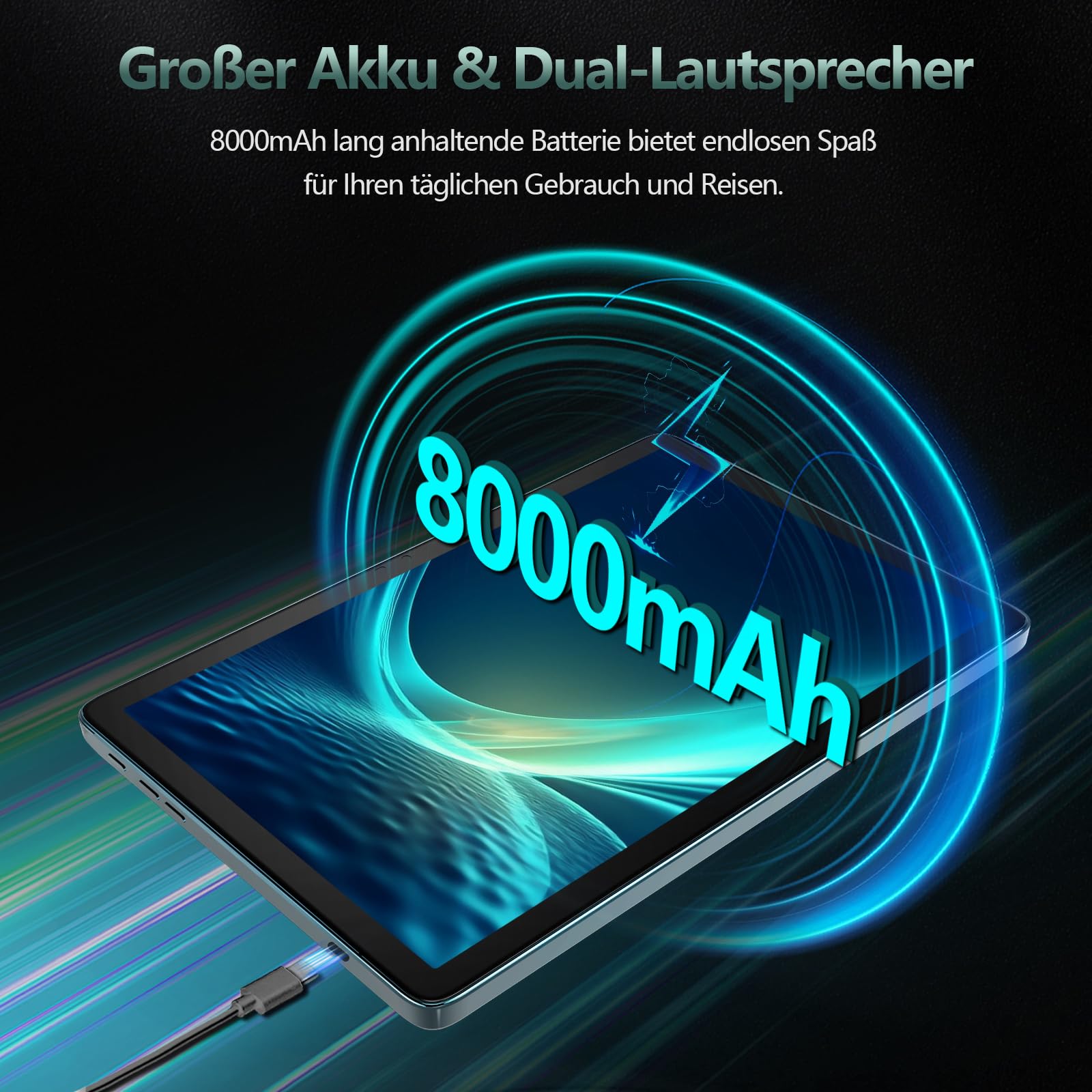 2026 Neueste Android Tablet, Android Tablet 10 Zoll mit 14GB+128GB+1TB TF, 4G LTE 5GHz WiFi Tablet PC, Octa Core, 1280x800 Incell IPS, 7000mAh,13MP+8MP, GPS, GMS, mit Tastatur Stift und Hülle, Grau
