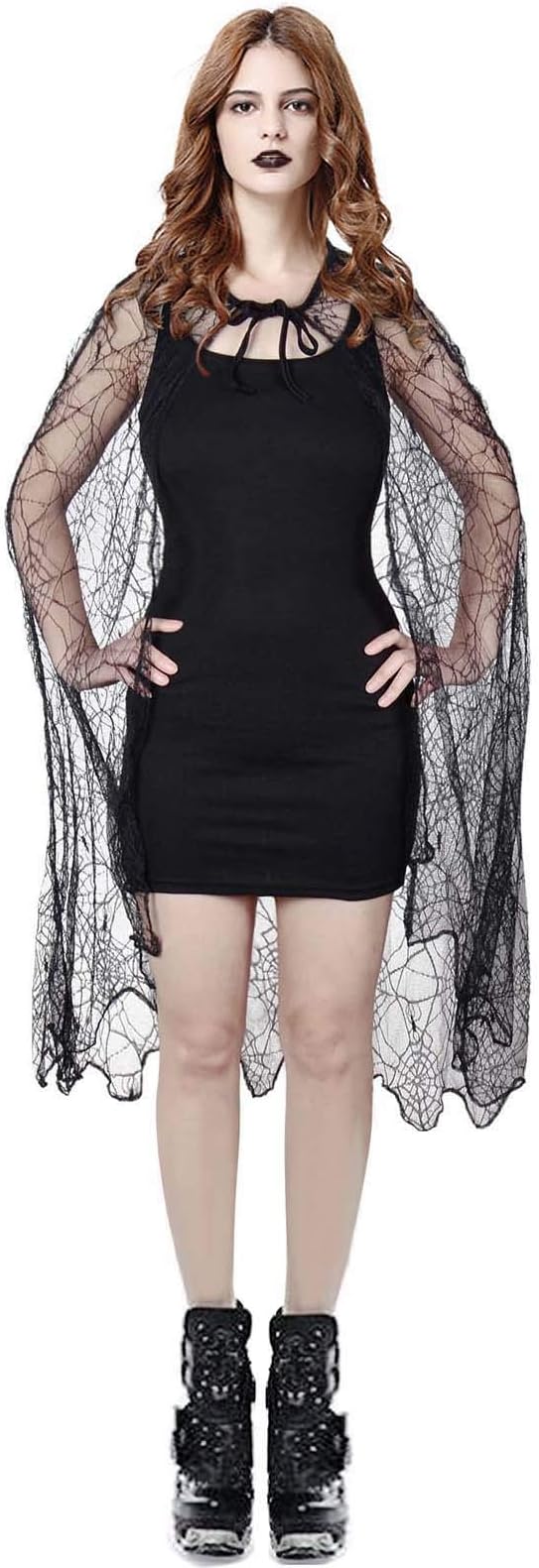 Wraith of East Sexy Adult Women's Gothic Spider Web Cape Party Cosplay Cloak 45inch (Cape)