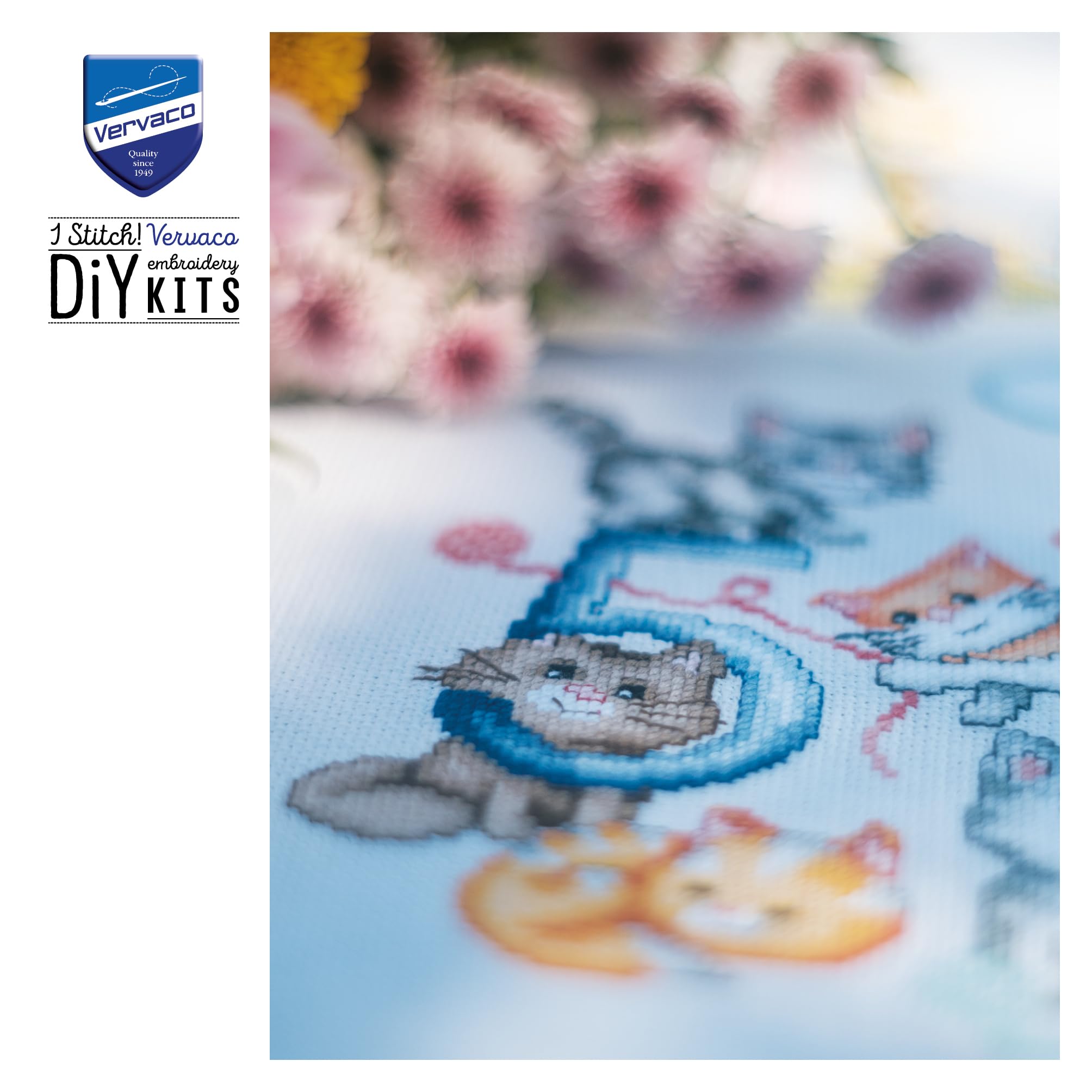 VERVACO Haft Krzyżykowy Liczony Zestaw Obraz do Haftu LICZENIE OD 1 DO 10 Zrób to Sam Zestaw Kreatywny dla Dorosłych 48 x 48 cm Dekoracja Ścienna DIY Cross Stitch Kit