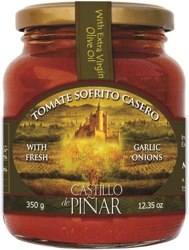Castillo de Pinar First Cold Pressed Tomato Garlic Onion Extra Virgin Olive Oil Sauce, 12.35 Ounce