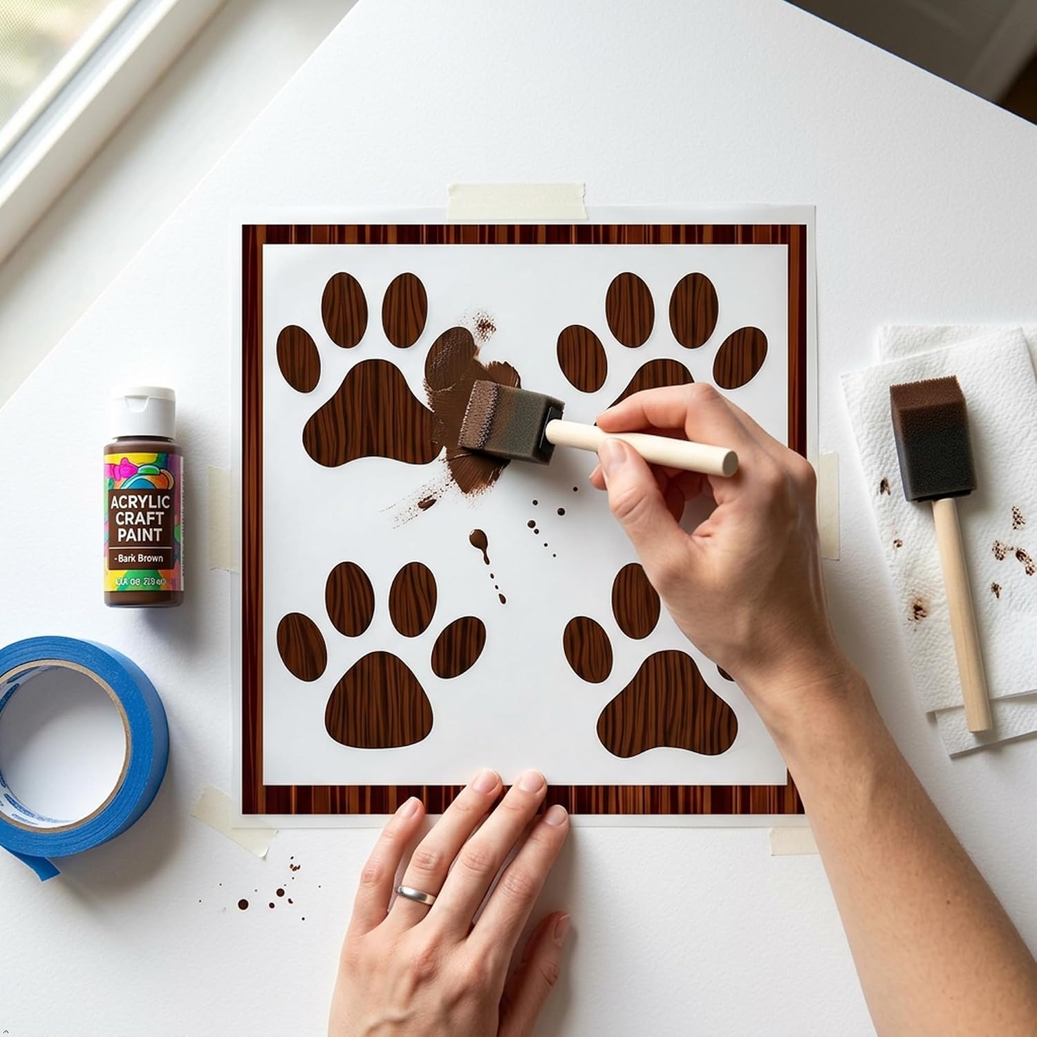 Paw Print Large Wall Stencils, 12"x12" (Paw B)