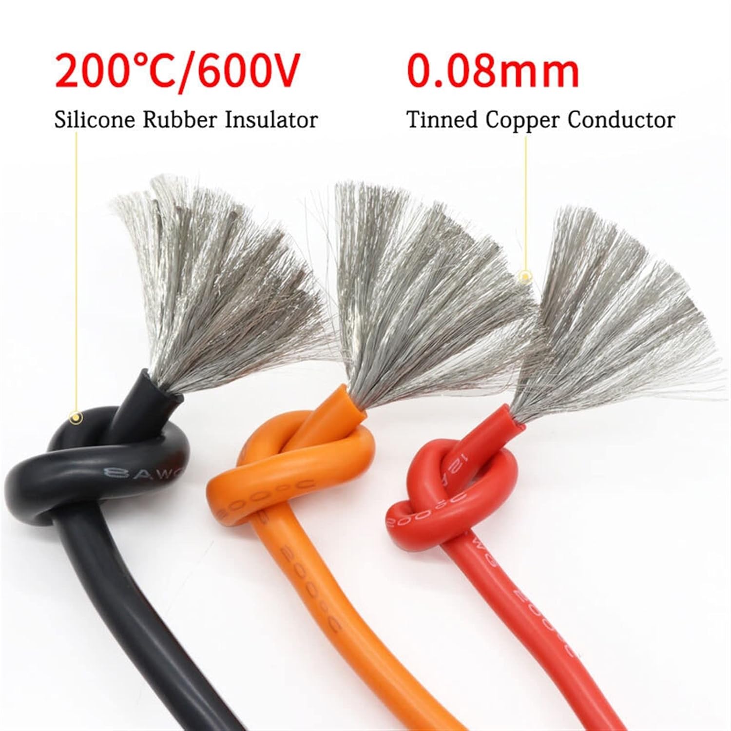 10M 錫メッキ銅シリコンワイヤー、10-30 AWG、マルチカラー、電子機器用高温(Orange,16AWG)