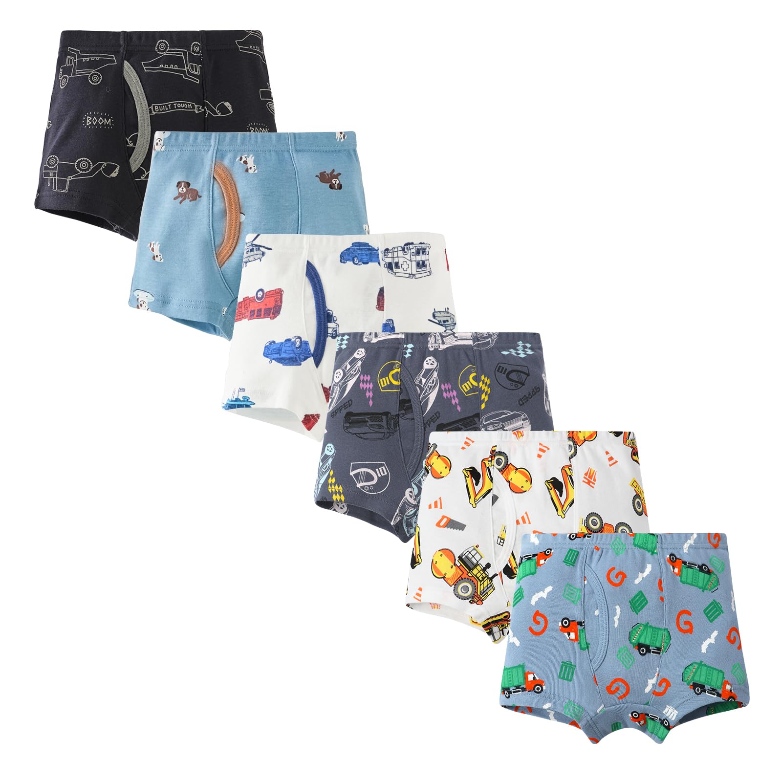 Boys Underwear Cartoon Print Soft Cotton Children Boxers Briefs 6Pack