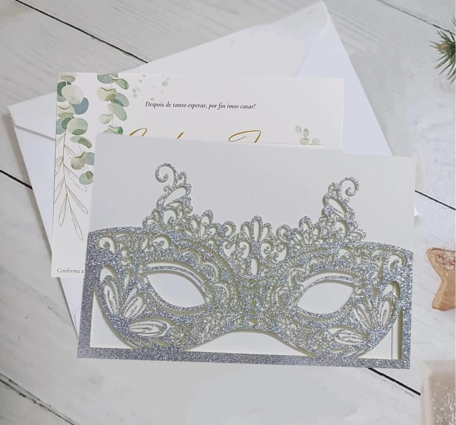 50Sets 5x7 inch Gold Masquerade Invitations with Envelopes - Elegant Quinceanera Wedding Party Invitations Cards for Special Events