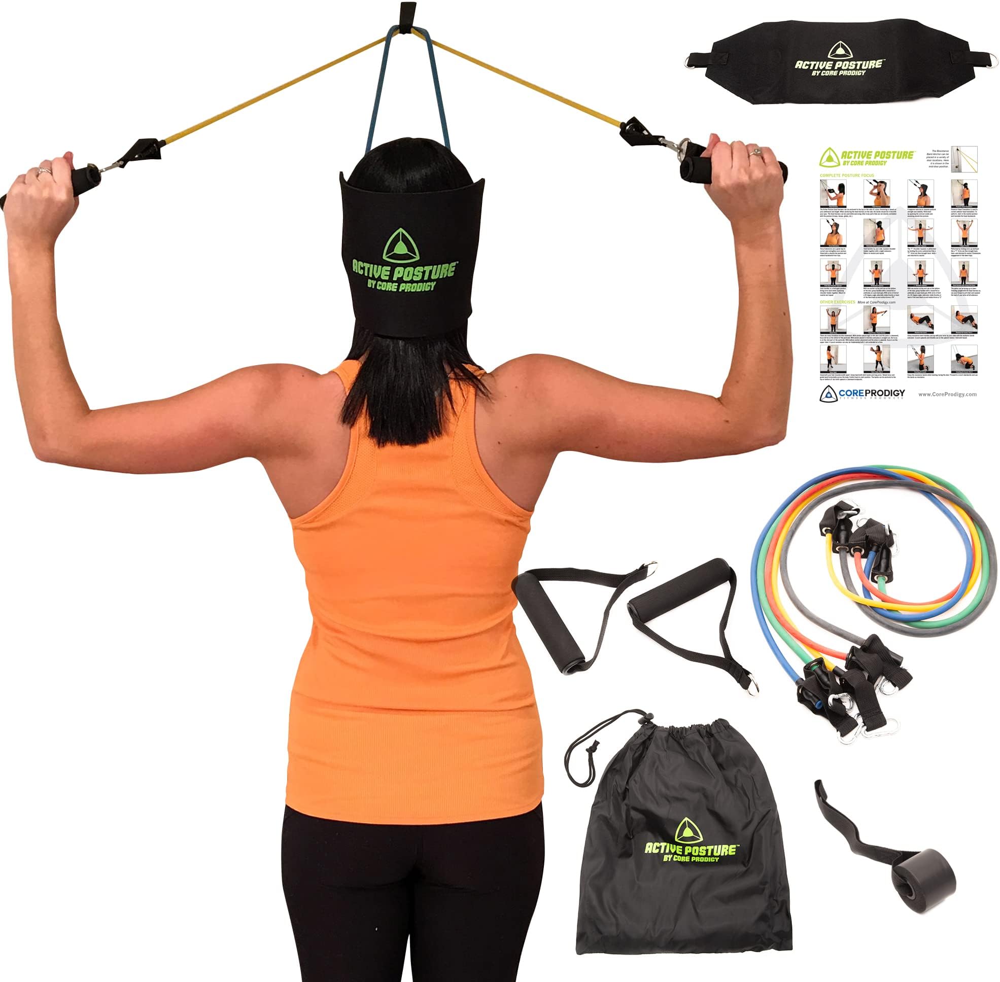 Core Prodigy Active Posture Corrector for Women and Men - Back, Neck Strengthener with Neck Brace Support Hammock, Pain Relief, Rehab Workout Equipment