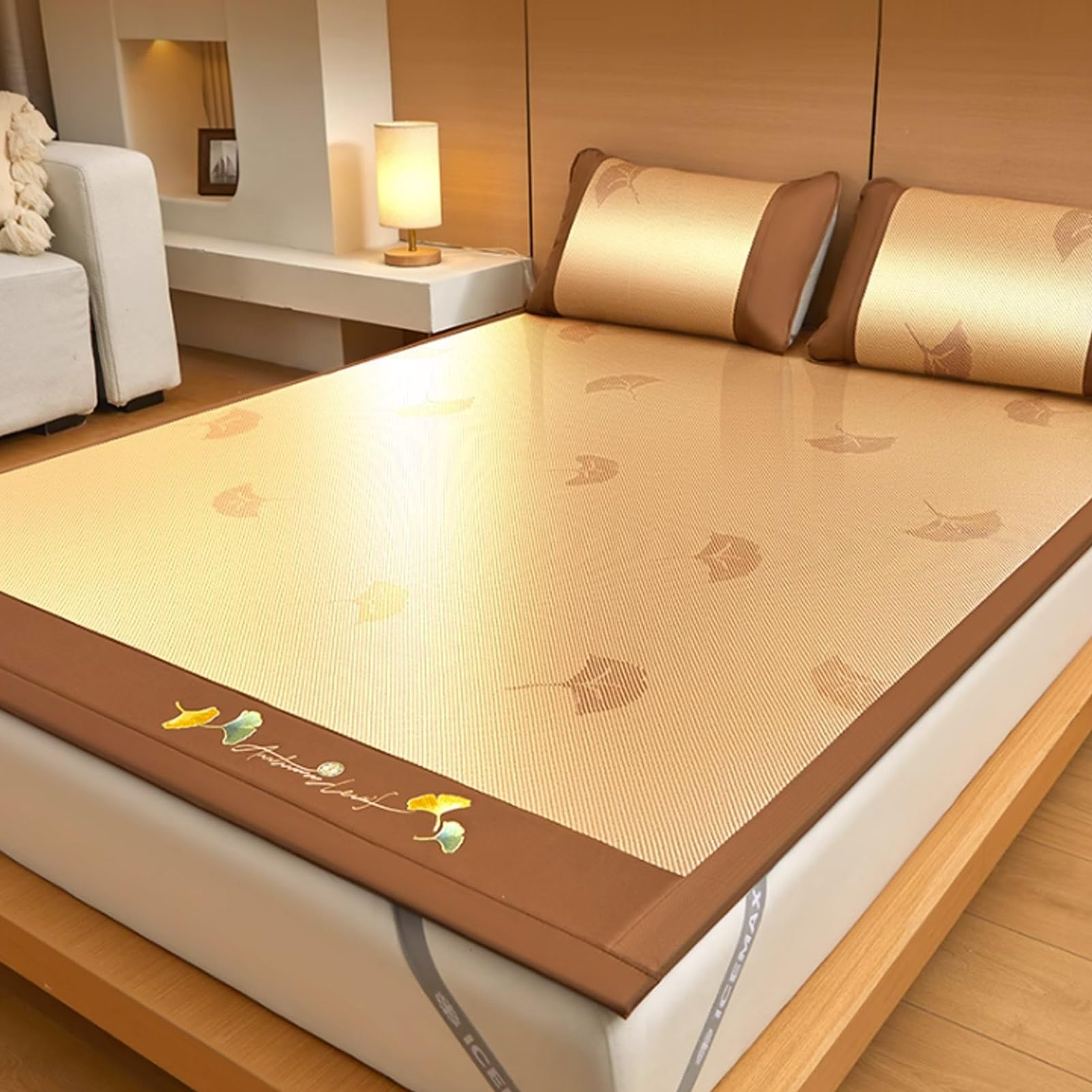 UZAMIRLEX Bamboo Cooling Mattress, Cooling Bamboo Mat Double-Sided Rattan Sleeping Mat Air Conditioning Multiple Sizes(180x220cm/70.8x86.6'')